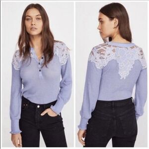 Free People Easy Breezy Henley Long Sleeve Top